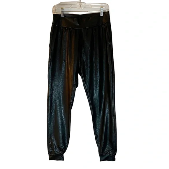 Commando Black Faux Leather Jogger Pants Size Medium - Picture 3 of 10